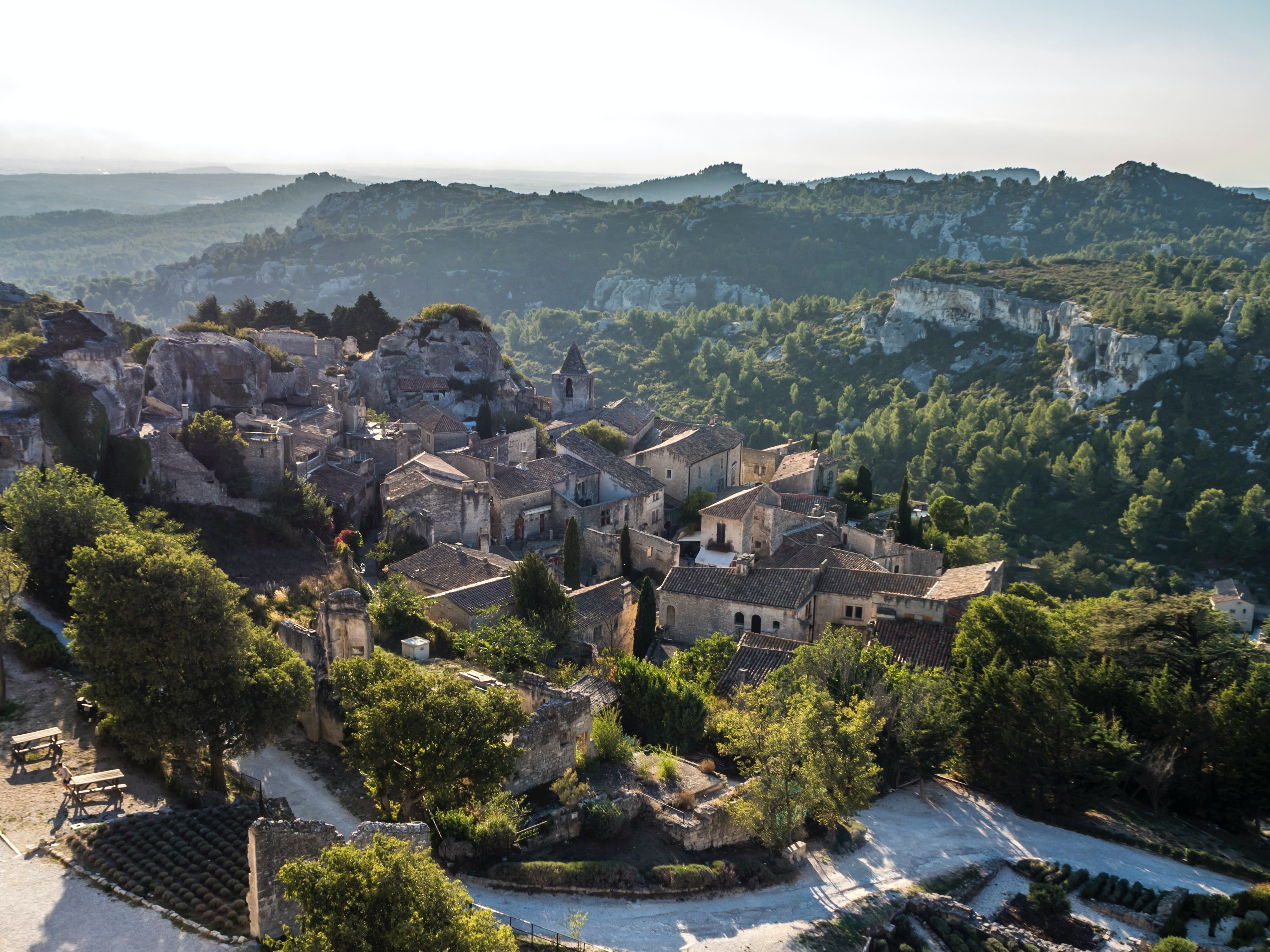 An old French village in the hilly landscapes of Provence