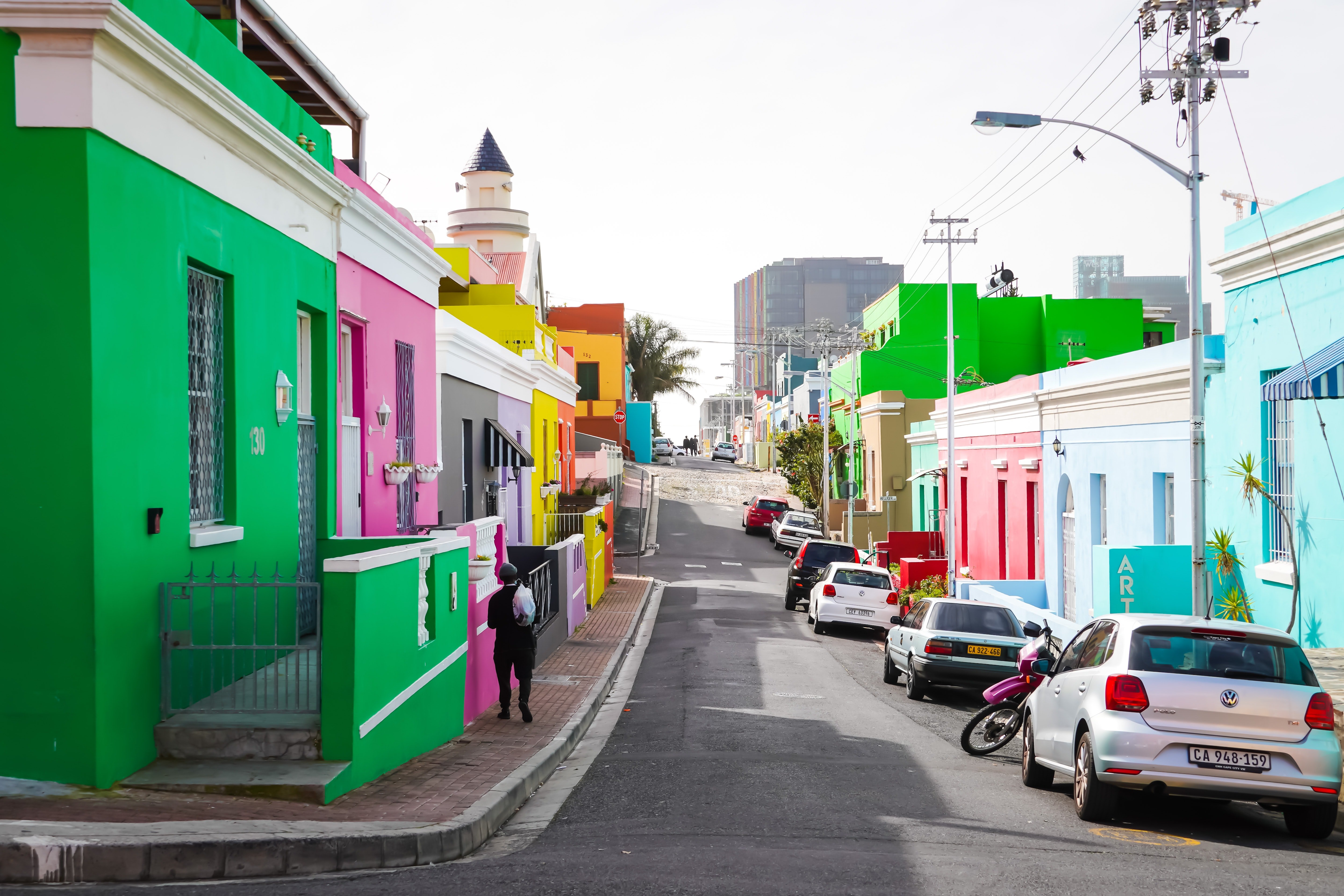 Colourful buildings in Bo-Kaap, Cape Town.