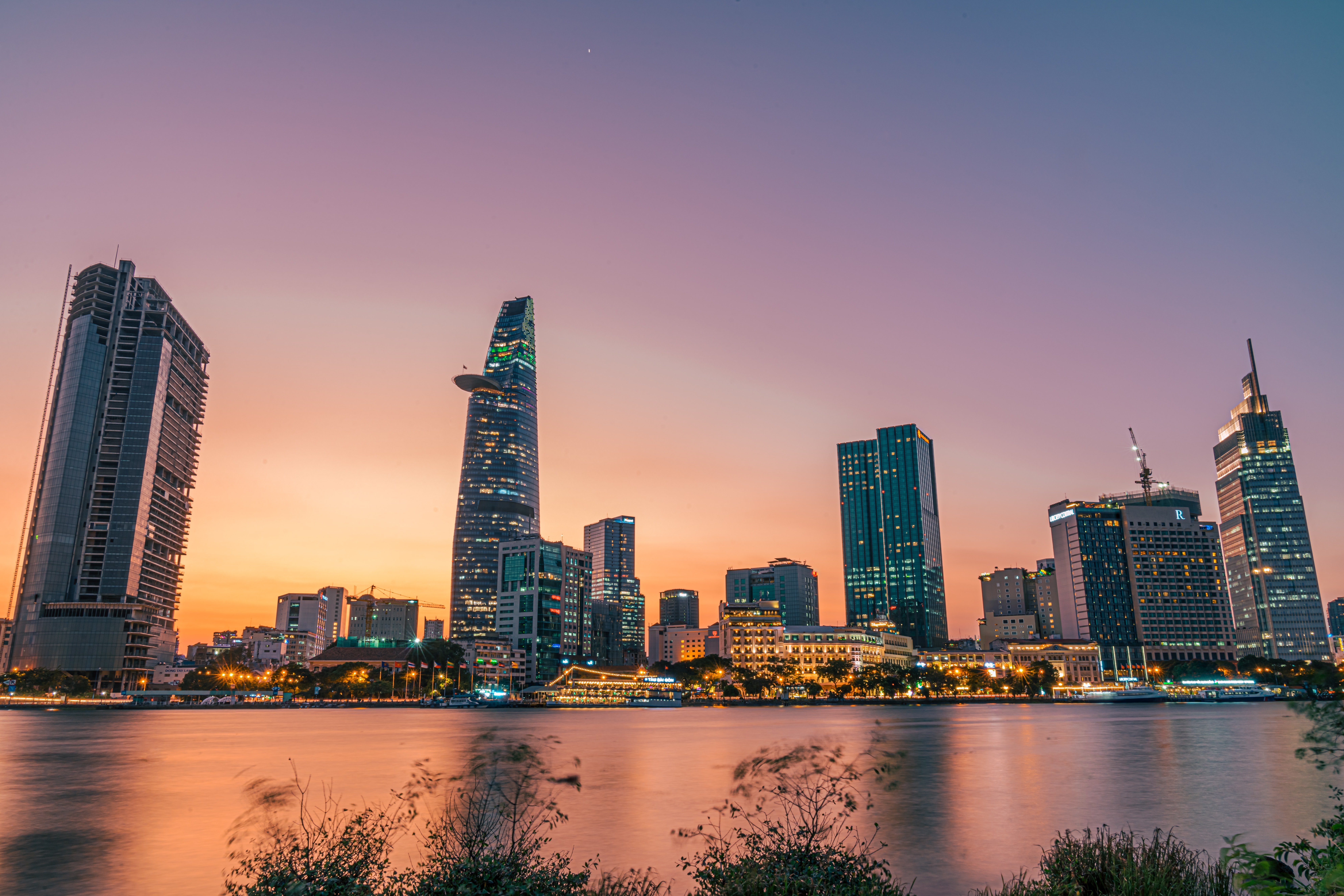 Ho Chi Minh City, Vietnam during the sunset.