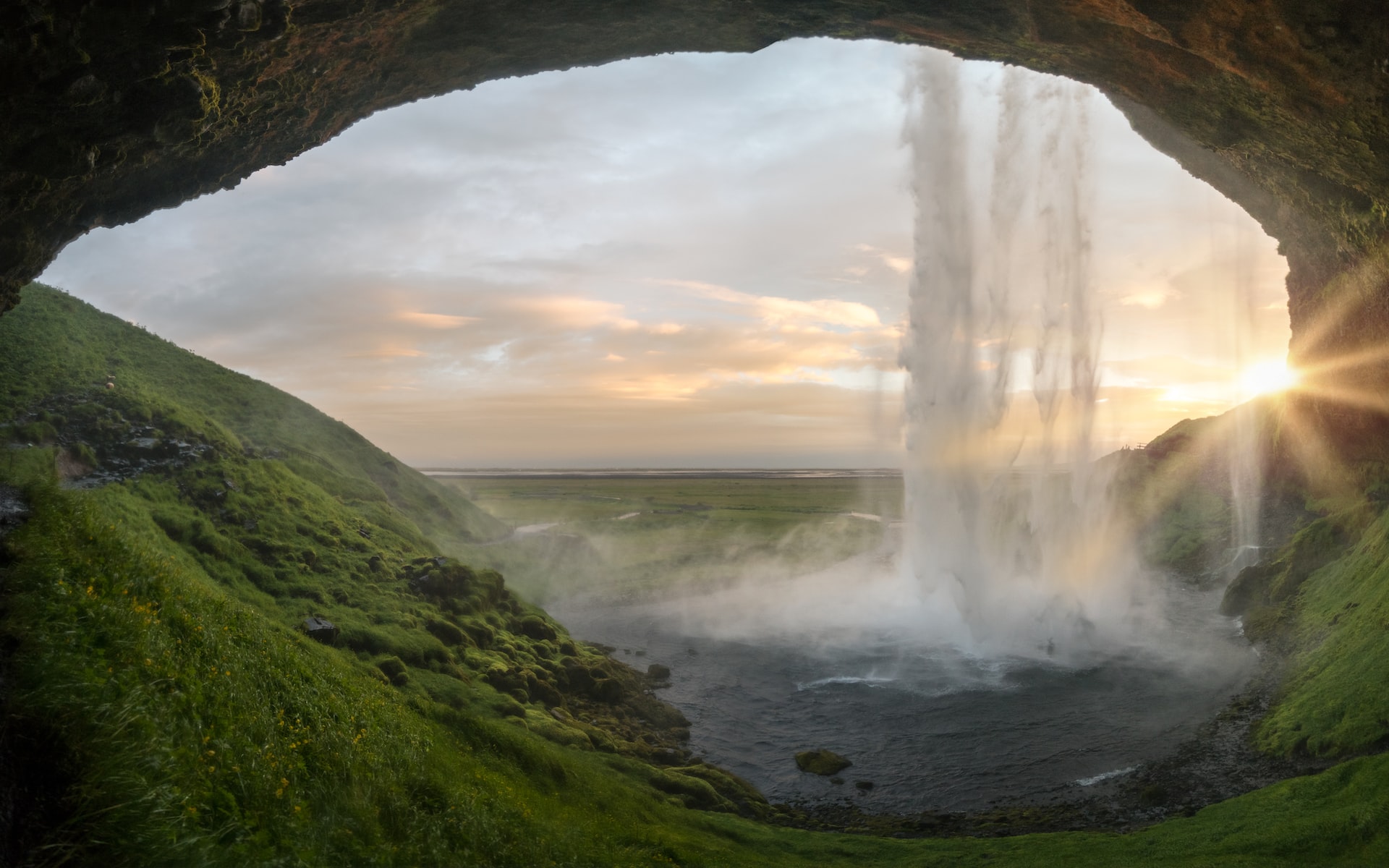 Magical nature travel destination in Iceland, the Seljalandfoss Waterfall
