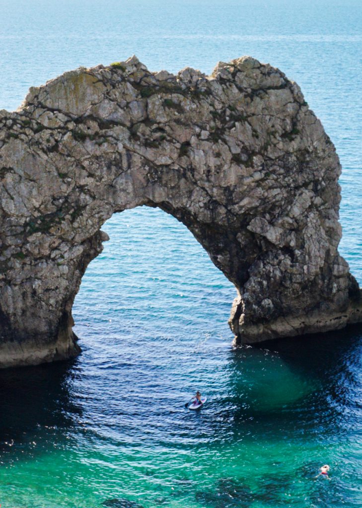The Durdle Door on the Jurassic Coast is Standup Paddleboarding in Europe