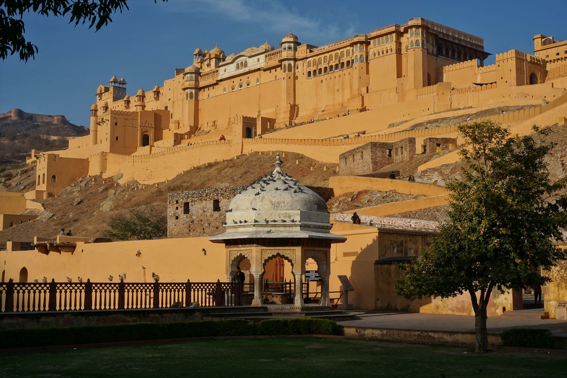 Sand-colored castle on a hill in India
