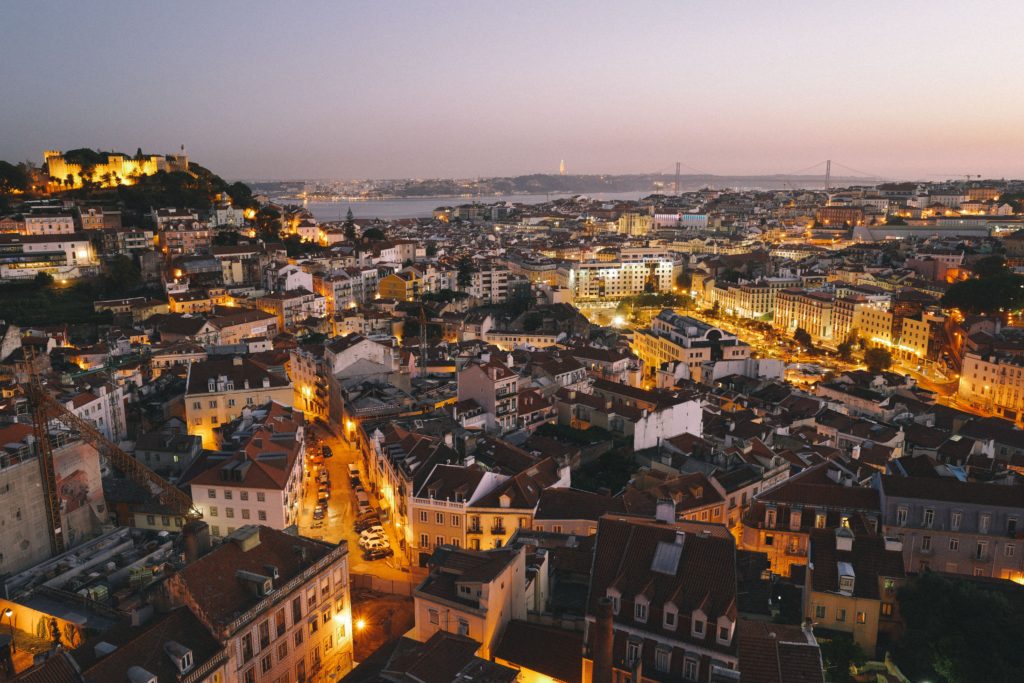 Shot of Lisbon city taken from above