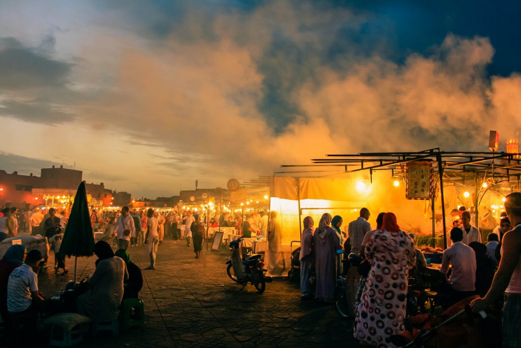  A night market in Marrakech, Morocco.