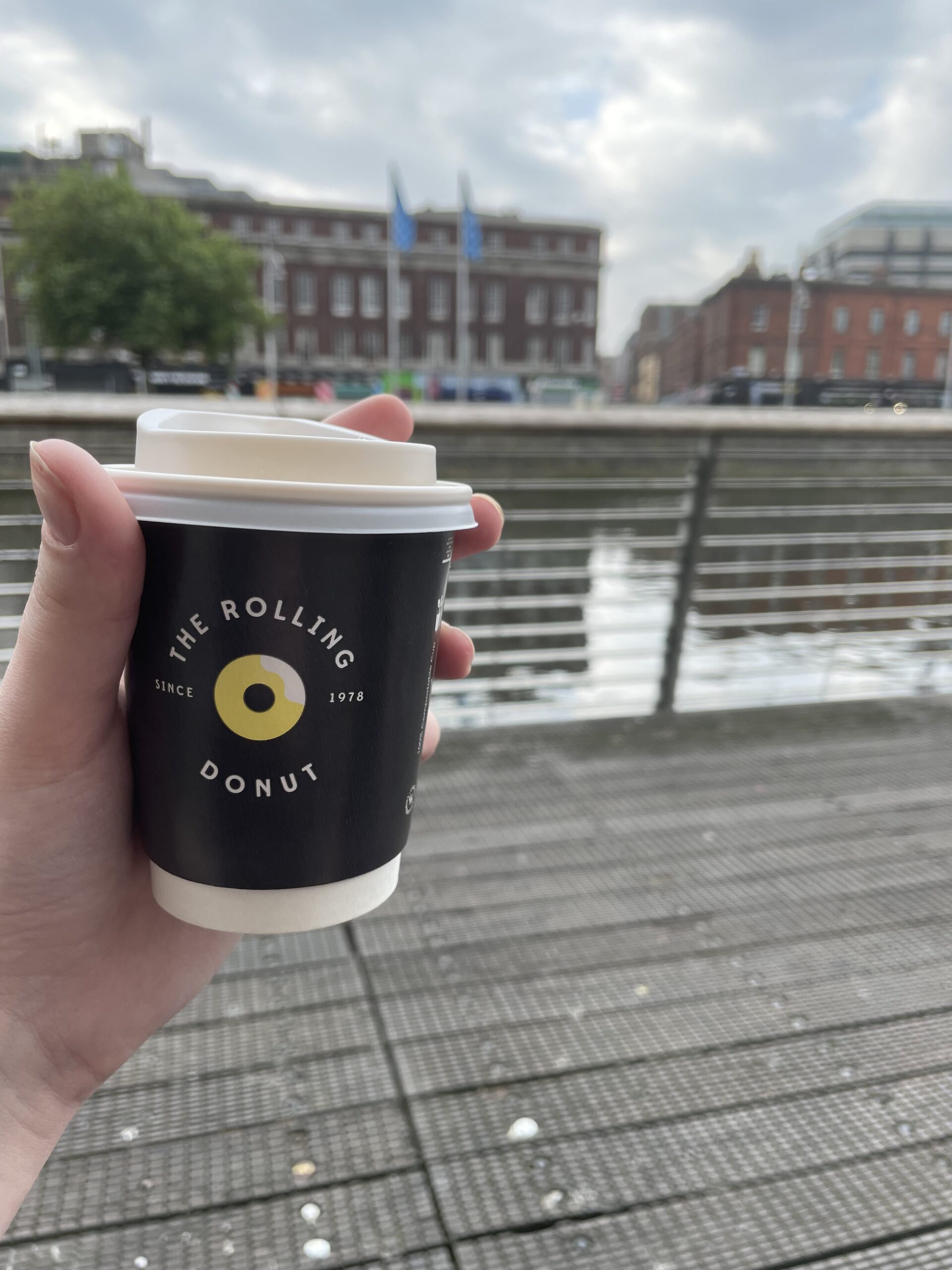 How about some morning coffee and donut from the Rolling Donut right at River Liffey in Dublin.