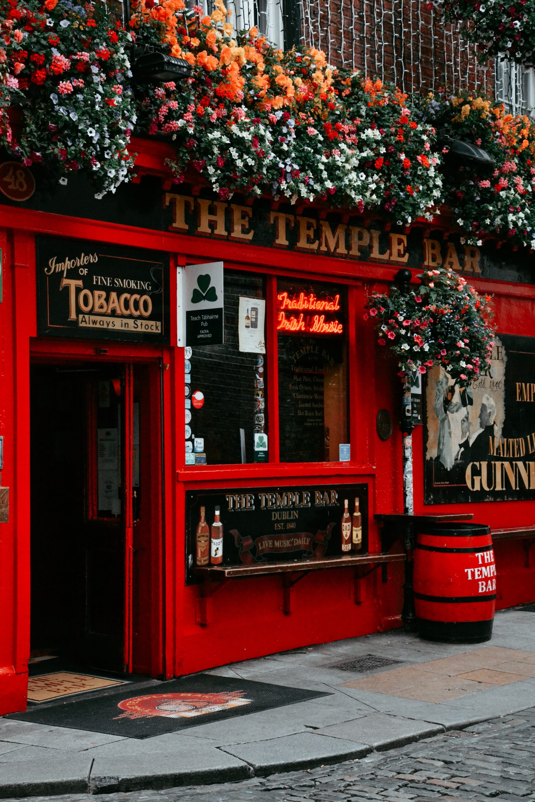 The Temple Bar in Dublin is a must visit. See more in our Ireland Travel Guide