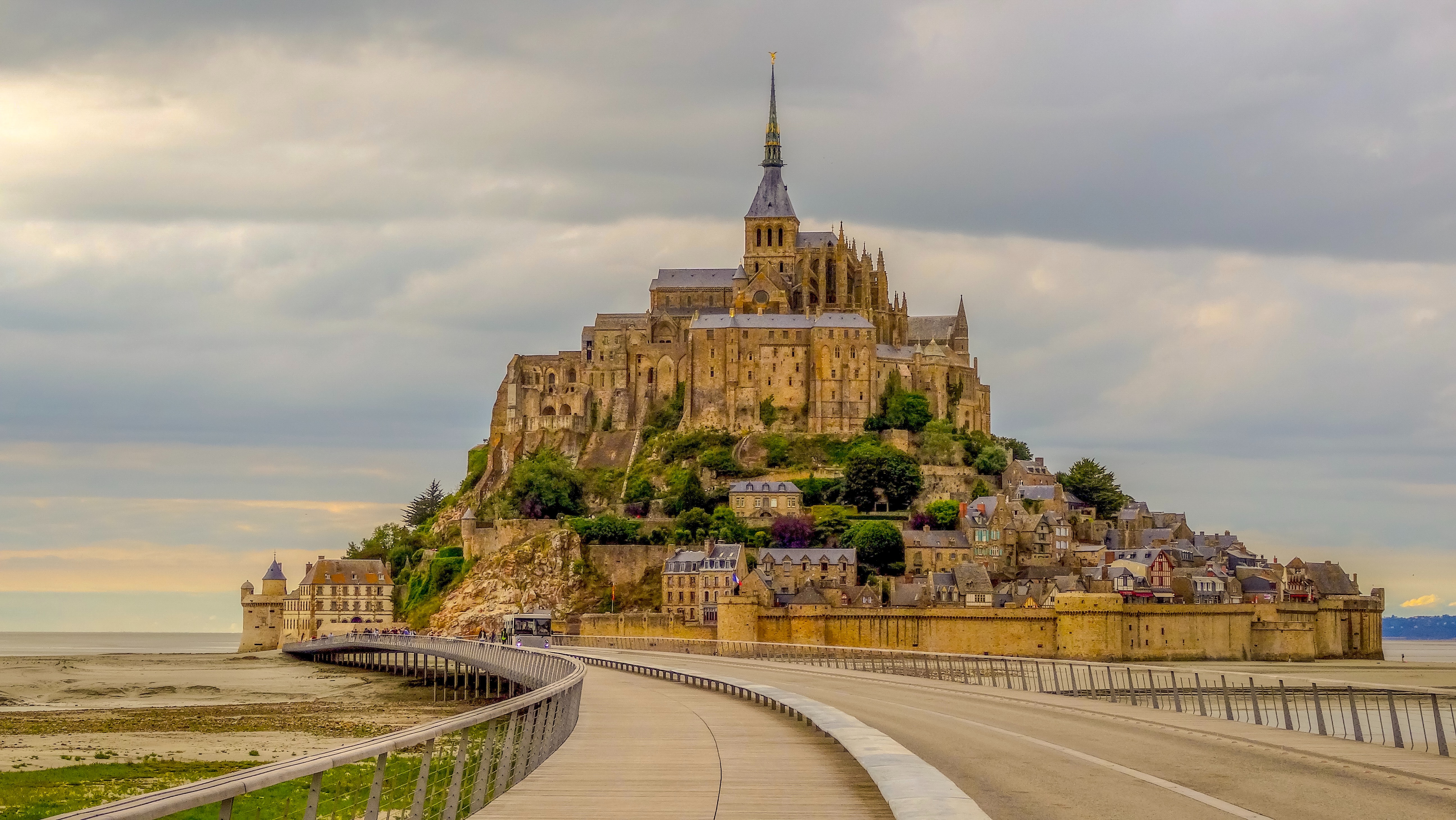 The island of Mont Saint Michel at low tide