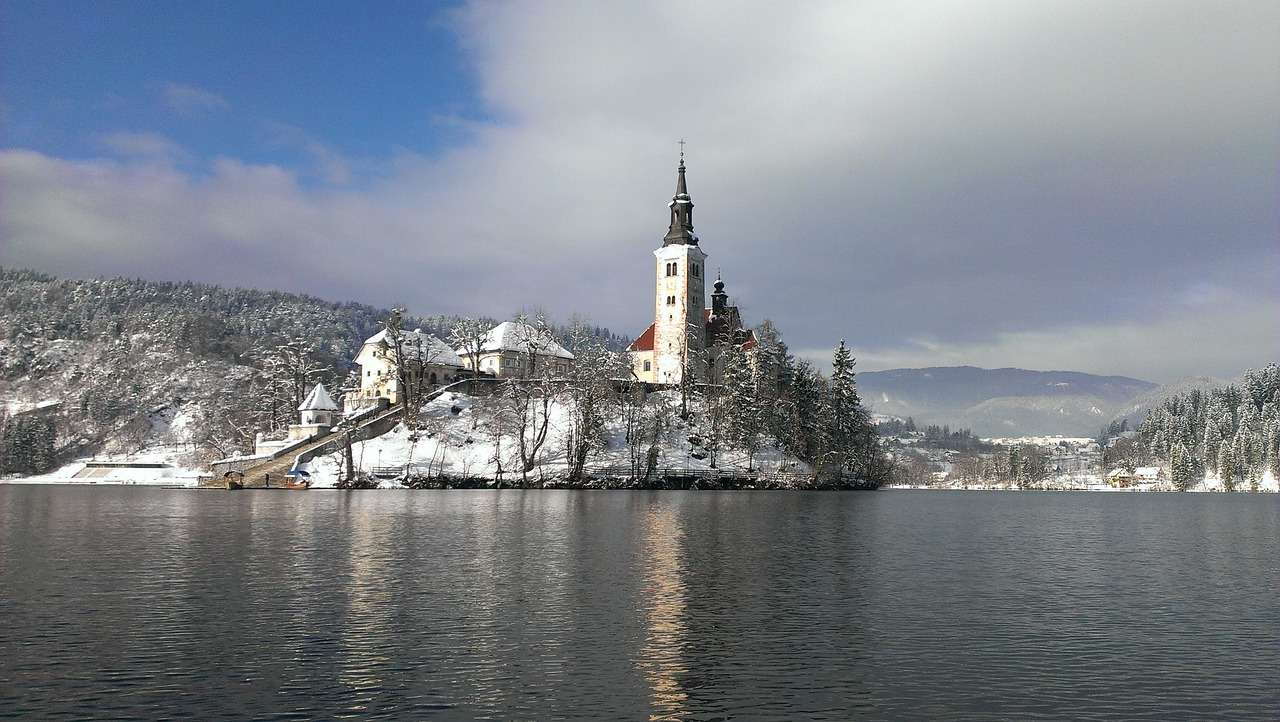 Slovenia in winter Lake Bled